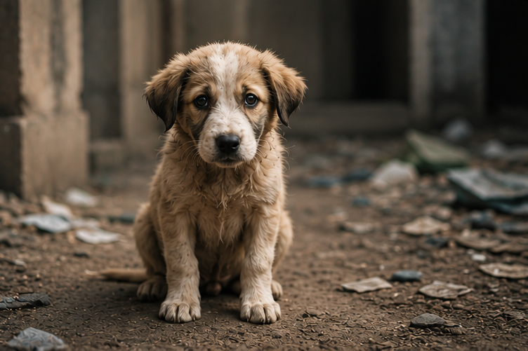 Cachorro abandonado en la calle